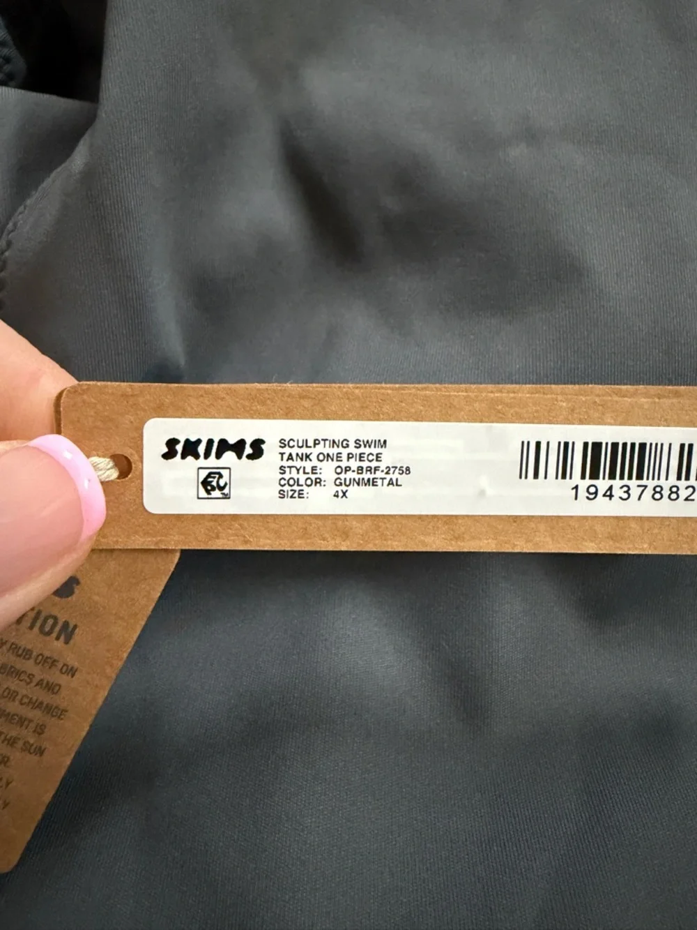 SKIMS Shaping Swim Tank One Piece in Gunmetal Size 4X NWT - Picture 5 of 9